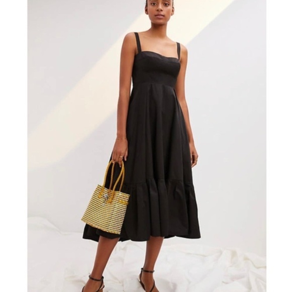 Flounced black maxi dress
